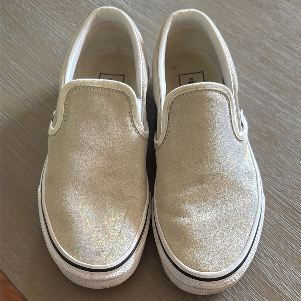 Vans Women’s Slip-On Shoes - Cream Glitter
